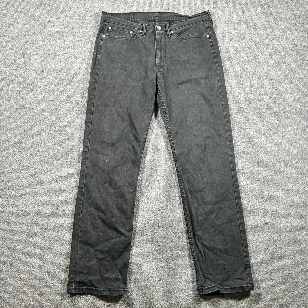 Levis Jeans Mens Size 34x32 Black 514 Straight Fit Denim Stretch Casual 00514
